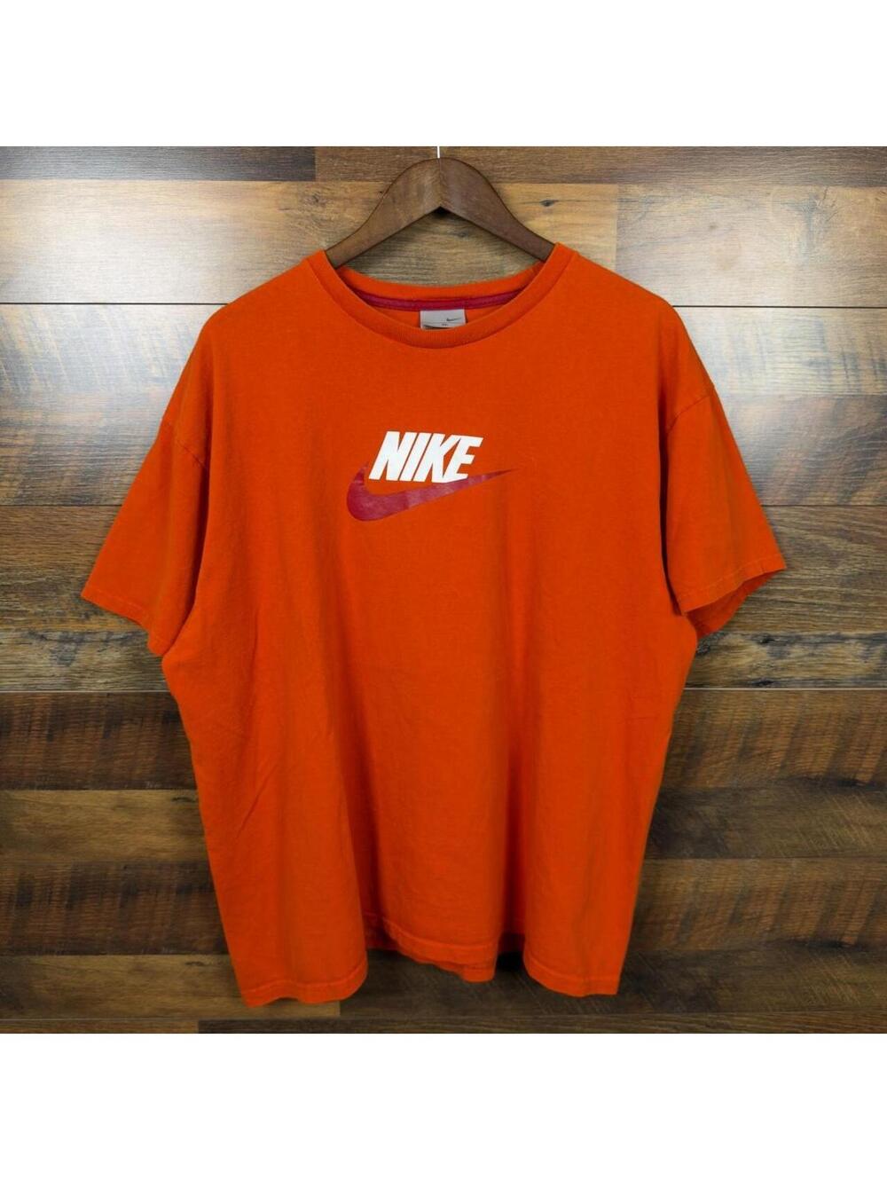 Vintage Y2K Nike Swoosh Logo Orange T-Shirt XL